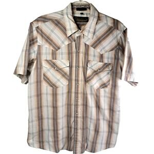 Canyon Guide Outfitters Western Pearl Snap Shirt Men's Plaid Cowboy Brown